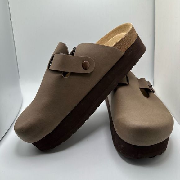 CUSHIONAIRE Women's Cork Footbed Platform Clog 8.5 BROWN - Picture 7 of 7